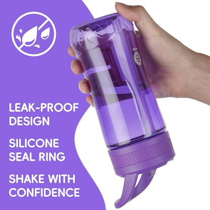 14oz Clear Kids Water Bottle with Straw Lid, BPA-Free Tritan, Measurement Scale, Sturdy Handle Wide Mouth Leak-proof Reusable Plastic Bottle for Boy& Girls, Back to School(Dark Purple) - color: Dark Purple