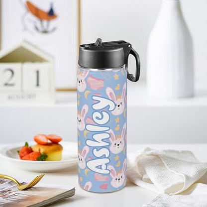 Personalized Water Bottles For Kids with Name, Custom Insulated Stainless Steel Cup with Straw Lid for Boy Girl Men Women, Stainless Steel Thermo, Back to School Gifts Kids Teens, 18 OZ - color: # design 04-cartoon 2