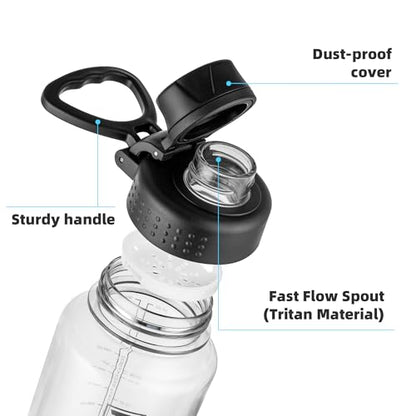 Fanhaw 32 oz Clear BPA-Free Tritan Water Bottle with Fast-Flow Spout Lid, BPA-Free & Leak-Proof Wide-Mouth Reusable Bottle for Gym, School & Office, Back to School Essentials (Clear&Black) - color: Clear&Black, style: 32 Ounces
