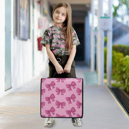 Cute Pink Bows Zipper Binder for School with Shoulder Strap & Extra Pockets - 1.5 Inch 3-Ring Binder Holds 500+ Sheets, Textbooks, Laptop - color: Cute Pink Bows