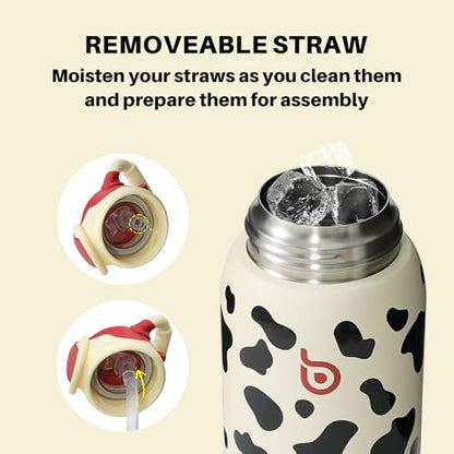 BOTTLE BOTTLE Kids Insulated Water Bottle with Straw Lid and Handle 16 oz Stainless Steel Vacuum Tumbler Water Bottles for School Outdoor Travel Gifts for Boys and Girls Cow - color: cow