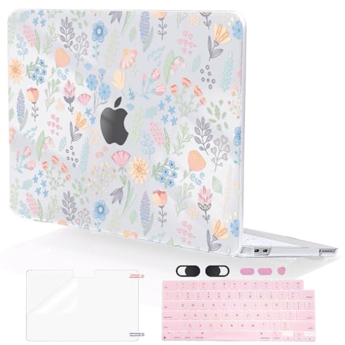 Compatible with MacBook Neo 13 inch Case 2026 (Model A3404), Printed Pattern Hard Shell Laptop Case with Keyboard Cover & Screen Film, Slim Plastic Protective Cover, Starry Sky Flowers - color: Starry Sky Flowers