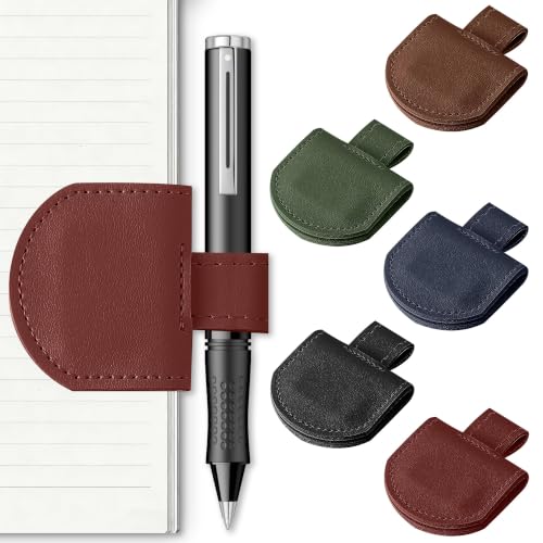 SESENSE Magnetic Pen Holder for Notebook - 3 Pcs Leather Magnetic Bookmarks Holder for Reading Women, Book Lover Gifts for Bookish, Wide Size - color: 5 Pcs B Color Set, size: Wide Size