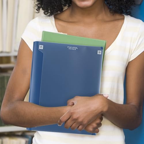 Five Star 2-Pocket Folder + Study App, Plastic Folder with Prong Fasteners and Customizable Clear Cover, Holds 8-1/2" x 11" Paper, Black, Pacific Blue, Fire Red, Forest Green (340220A-ECM),Pack of 24 - size: Pack of 24