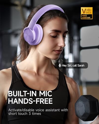 Picun B8 Headphones Wireless Bluetooth, 120H Bluetooth Headphone Over Ear with 3EQ Music Modes, Hands-Free Calls, Deep Bass Headphones for Travel Home Office Cellphone PC (Purple) - color: Purple