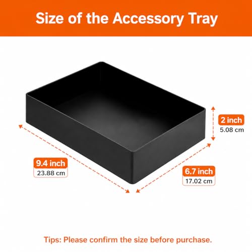 Amazon Basics Rectangular Plastic Desk Organizer with Storage Trays, Accessory Tray for Office Supplies and Pen Holder, 9.4 x 6.7 x 2 inch, Black - size: 9.4" x 6.7" x 2"