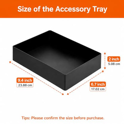 Amazon Basics Rectangular Plastic Desk Organizer with Storage Trays, Accessory Tray for Office Supplies and Pen Holder, 9.4 x 6.7 x 2 inch, Black - size: 9.4" x 6.7" x 2"