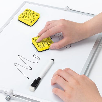 OWLKELA 30Pcs Dry Erase Erasers, Magnetic Whiteboard Eraser, Mini Whiteboard Cleaning Pads for Classroom, Office and Home, Yellow - color: Yellow, size: 30 Pcs