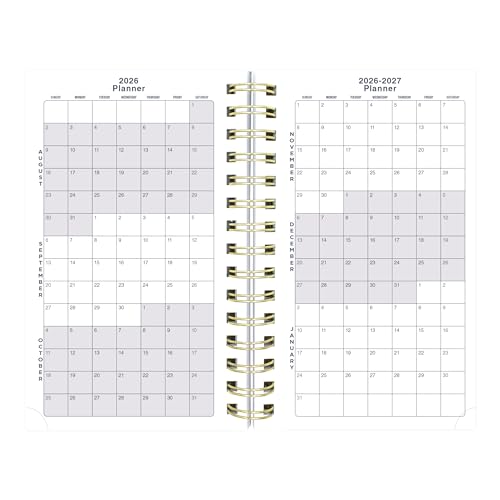 Blueline® Essential Academic Daily/Monthly Planner, August 2026 to July 2027, Gold Twin-Wire Binding, Poly Cover, 8" x 5", Nautical Design, Shells (CA214PH.03) - color: Shells