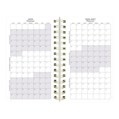 Blueline® Essential Academic Daily/Monthly Planner, August 2026 to July 2027, Gold Twin-Wire Binding, Poly Cover, 8" x 5", Nautical Design, Cabana (CA214PH.02) - color: Cabana