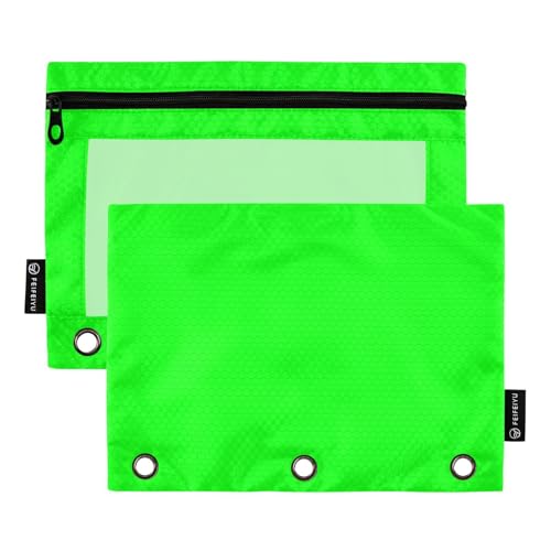 Gredecor Binder Pencil Pouch 3 Ring Green Zipper Pencil Pouches Case 2 Pack Clear Binder Organizer for School Office - color: Green