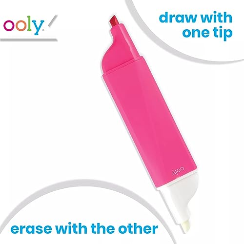 OOLY Do-Overs Erasable Highlighters [Set of 6] - Chisel Tip-for Note Taking, Drawing, Art Supplies, School Supplies for Kids of All Ages [Do Over Highlighters]