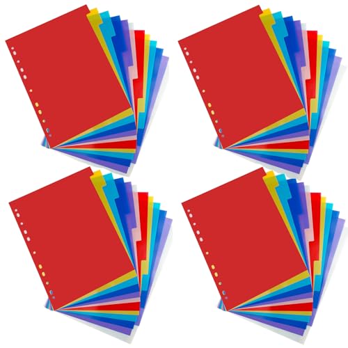 48 Tab Binder Dividers 3 Ring Plastic Binder Dividers with Tabs, Multicolor Notebook Dividers for 2/3/4/11 Ring Binders, Letter Size (8.2×11.6 Inch) - size: 4 Set/48 Pcs