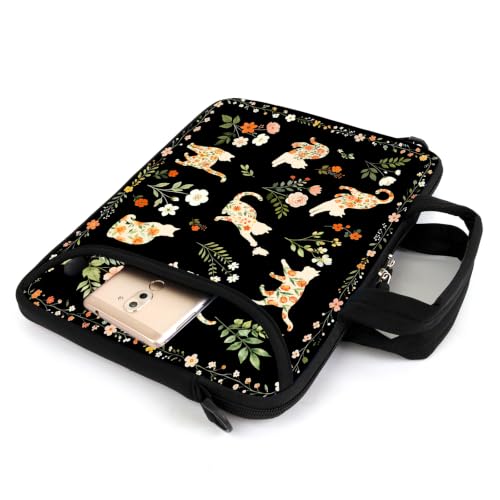 AMARY 13" 13.3" laptop sleeve chromebook case adjustable shoulder strap with handle accessory pocket (Cat-2) - color: Cat-2