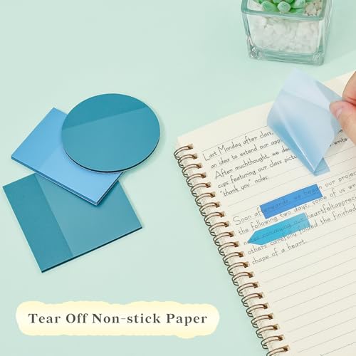 Temiary 1160 Sheets Transparent Sticky Notes Set with Pen for Bible Study | Sticky Note with Index Tabs Set for Annotating Journaling, Bible Study Book Annotation - color: Blue
