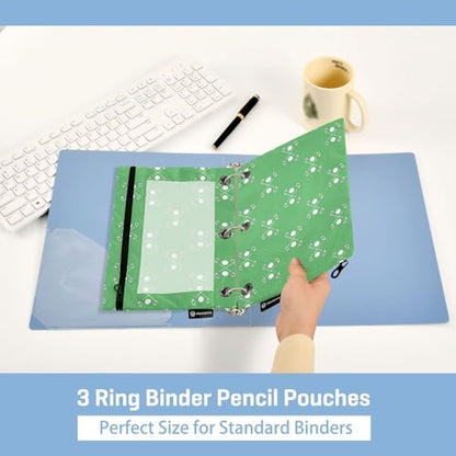 Green Golf Ball Pencil Pouch for 3 Ring Binder 2 Pack Large Capacity Pencil Pouches with Zipper Clear Binder Pencil Case Bag for Home Office School Supplies - color: Green Golf Ball