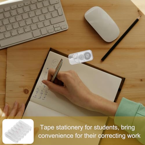 6 Pcs Correction Tape for Students Portable Out Tape with Translucent Dispenser Easy to Use for School Supplies and Writing Correction 2.67X1.18X0.59In White