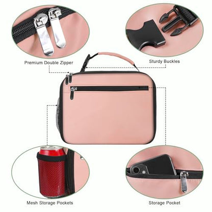Kids Lunch Box for Boys Girls Lunch Bag Insulated Durable Lunchbox Children Lunch Tote Bag for School Pink - color: Pink