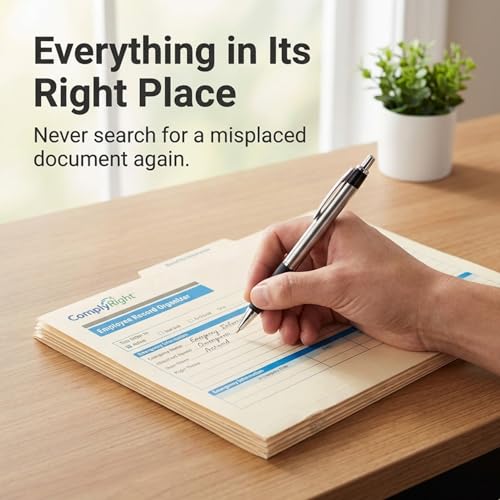ComplyRight Employee Record Organizer 3-Folder Set, Pack of 25 | 9-1/2" x 12" x 1-1/4", Document Filing Folder for Businesses, HR Employee Management Documentation Office Supplies - style: 3-Folder Set