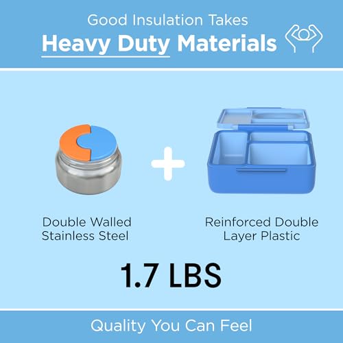 Omie OmieBox Kids Insulated Leakproof Bento Lunch Box with Food Jar (Blue Sky) - color: Blue Sky