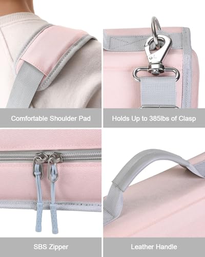 3" D-ring Zipper Binder with 700+ Sheets Capacity | 3-ring Zip Up Binder with Shoulder Strap for School, College, Office, Compatible with 13" MacBook/Tablet, Light Pink - color: Light Pink