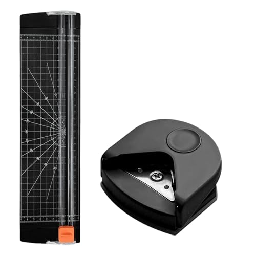2Pcs/Set Paper Corner Rounder and Straight Paper Cutter, Portable Papers Slicer Corner Cutter, R1mm-R10mm Round Corner Cutter for Office School,Cutting Papers,Coupons,Photos,Scrapbook,Card (Black) - color: Black