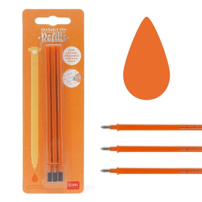 Lot de 3 Recharges pour Stylo Gel Effaçable - Orange, 0,7mm