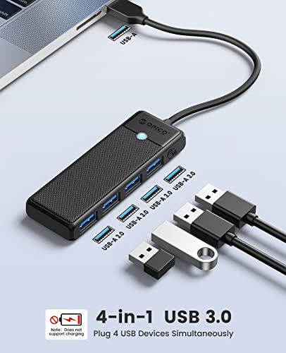 ORICO USB 3.0 Hub, 4-Port USB Hub with 6Ft Long Cable, Ultra Slim USB Splitter for Laptop MacBook Pro, iMac, Surface Pro, XPS, PS5，PC, Flash Drive, Mobile HDD - size: 6.0Ft