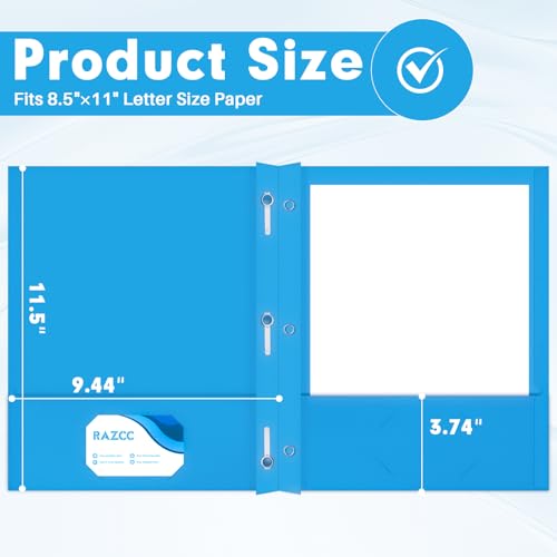 Two Pocket Folders, RAZCC 75 Pack Two Pocket Folders with Prongs, 3 Prong Folders Fit Letter Size Paper, Pocket File Folders for School Office Home Business, Blue - color: Blue