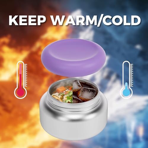 FOOYOO Bento Lunch Box Set for Kids & Adults, Leakproof 4-Compartment Container with Insulated Stainless Steel Food Jar, Utensils, BPA-Free, Microwave & Dishwasher Safe for School Work Travel（Purple） - color: Purple