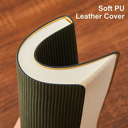 Lined Journal Notebook for Work College Ruled Notebook 5.79" x 8.27" A5 PU Leather Daily Journaling Notebook 216 Pages for Women Men Daily Writing Business School Travel Gift (Dark Green) - color: 03-Dark Green-1pack, style: A5 Lined 216pages