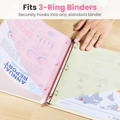 Sooez 8-Tab Binder Dividers with Two Pockets, 8 Tabs Dividers for 3 Ring Binder Organizers, 3-Hole Plastic Sheets Protectors for US Letter Size, School, College, Office Supplies, Pastels, Set of 3 - size: 3 Sets