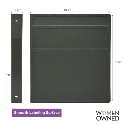 Carstens 1-Inch Heavy Duty 3-Ring Binder - Side Opening, Charcoal Gray, Durable Plastic, Precision No-Gap Rings, Waterproof Cover, No Pockets, Holds 125 Letter Sheets, BPA-Free, Made in USA (8710-3R) - color: Charcoal Gray, size: Individual