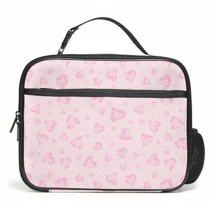 WOBAGMEN Leopard Lunch Box for Kids, Cute Insulated Lunch Bag for Boys Girls,Waterproof Lunch Box with Water Bottle Holder for Teens Adults Picnic Travel Back to School (Pink Heart Leopard) - color: Pink Heart Leopard