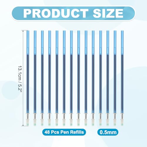 PATIKIL 48 Pcs Erasable Gel Pens Refills, 0.5mm Heat Erasable Pens Refills for Fabric Disappearing Ink Fabric Marking Pen for Sewing Quilting Writing, Dark Blue Ink - color: Dark Blue