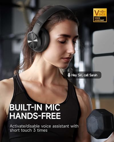 Picun B8 Bluetooth Headphones, 120H Playtime Headphone Wireless Bluetooth with 3 EQ Modes, Low Latency, Hands-Free Calls, Over Ear Headphones for Travel Home Office Cellphone PC Black - color: Black