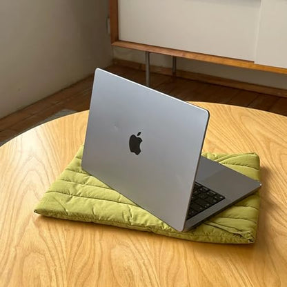 Puffy Laptop Sleeve 11-12 Inch, Soft Laptop Case, Green | Compatible with 11-12 Inch Macbook Pro/Air, Asus/Dell Xps/Lenovo Laptops, Protective Carrying Bag for Women and Men - color: Streak-Green, size: 11/12