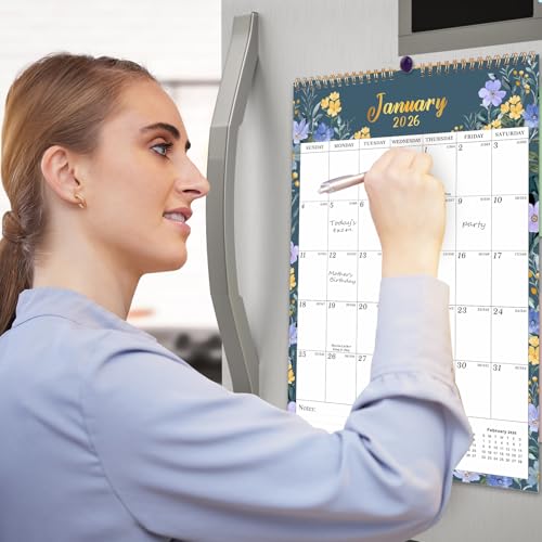 Lbylyhxc 2026 Calendar -18 Monthly Wall Calendar 2026 from Jan 2026 to Jun 2027, 17 x 12 Inches.Thick Paper with Julian Dates Large Wall calendar 2026 for New Year Presents (Large Wall Calendar Flower A) - color: Large Wall Calendar Flower A