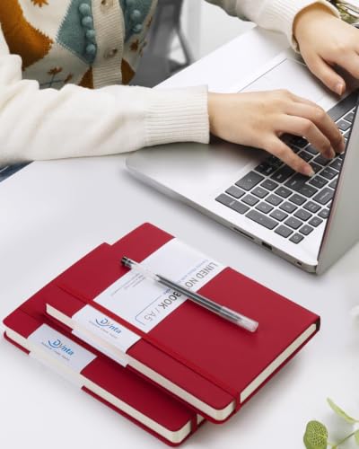 Dynta Hardcover Journal Notebooks, 10 Packs A5 Lined Journals Bulk for Writing 200 Pages/100Sheets, 8.4 x 5.8 inch, Classic Ruled Notebook for Work/Travel/College/Note Taking(Red) - color: Red
