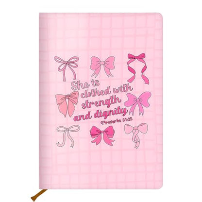 Pink Bow Bible Hard Shell Journal Notebook, Bible Notebooks for Note Taking, College Ruled Notebook, Inspirational Hardcover Notebooks, Journals for Writing Note Taking 200 Sheets (5.8 x 8.3)-1 - color: Multi 1565