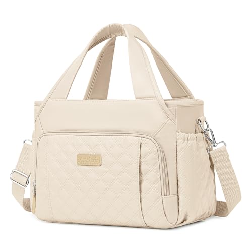 Artelaris Lunch Bag for Women,Insulated Lunch Bag for Work, Large Leakproof Cooler Purse with Side Pockets & Removable Shoulder Strap Women's for Beach Cute Lunch Bags - color: Beige