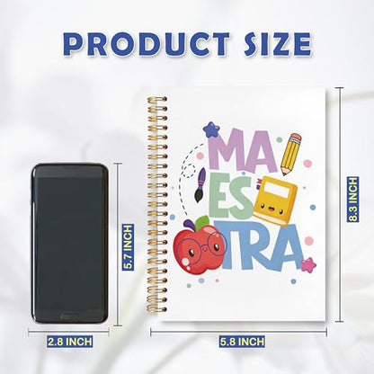 JUDFNCDE Teacher Maestra Appreciation Gifts, Regalo Para Maestra,Spanish Educator Supplies Hardcover Notebook Journal 5.5 x 8.3 - color: Maestra