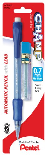 Pentel Champ Starter Set Automatic Pencil with Lead, (0.7mm), Assorted Barrel Colors, Color May Vary, 1 Pack (ACE7BP) - color: Multicolor, size: 1 Count (Pack of 1), style: 0.7 mm