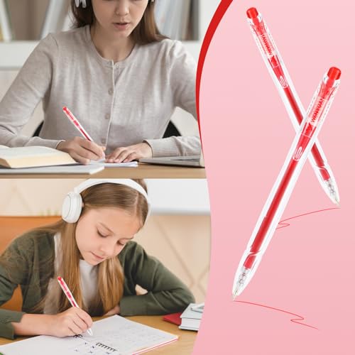 WY WENYUAN 12 Pack Red Gel Pens, 1.0mm Bold Point Smooth Writing Pens for Teachers & Students, Quick Dry Smudge-Free Ink Pens for Grading, Editing, Note Taking, Journaling & Office Marking - color: Red