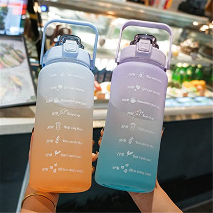 ASkinds 64oz Large Capacity Sports Water Bottles with Straw, Motivational Water Bottle with Time Marker & Bouncing Straw for Men Women Student to Office Gym Workout Travel Long Distance(2000ml)