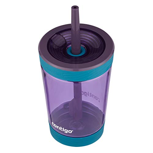 Contigo Kids Spill-Proof 14oz Tumbler with Straw and BPA Free Plastic Eggplant (Pack of 4) - color: Eggplant, size: 14 ounces (Pack of 4)