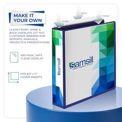 Samsill 2 Inch 3 Ring Binder, Economy Round Ring, Clear View Cover, 425 Sheet Capacity - for School, Home, Office - Blue