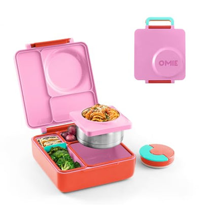 Omie OmieBox Kids Insulated Leakproof Bento Lunch Box with Food Jar (Pink Berry) - color: Pink Berry
