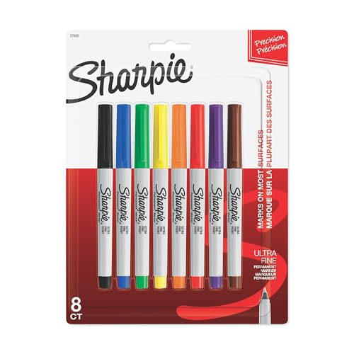 Sharpie 37600PP Permanent Markers, Ultra Fine Point, Classic Colors, 8 Count - color: Assorted, size: 8 Count (Pack of 1)