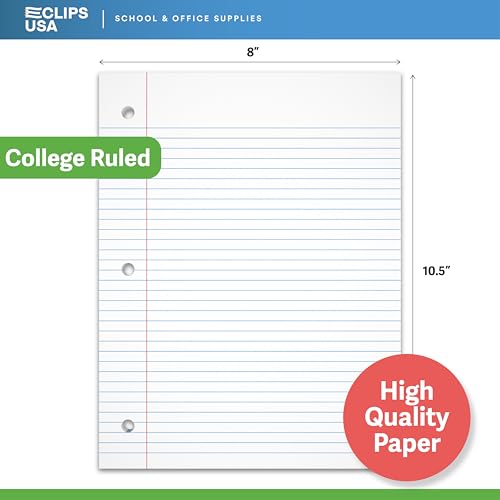 Loose Leaf Paper College Ruled Notebook Paper College Ruled Lined Writing Filler Paper 10.5” x 8” 4800 Sheets 200 Sheets Per Pack 60 gsm (24 Pack) - size: 24 Pack